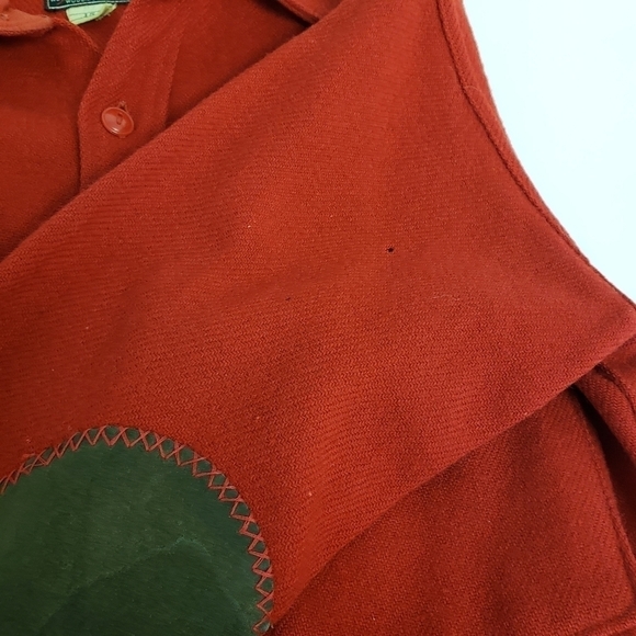 Vintage Woolrich Red Leather Patch Sleeve Button Up Shirt Red Mens 15 S - Picture 7 of 12